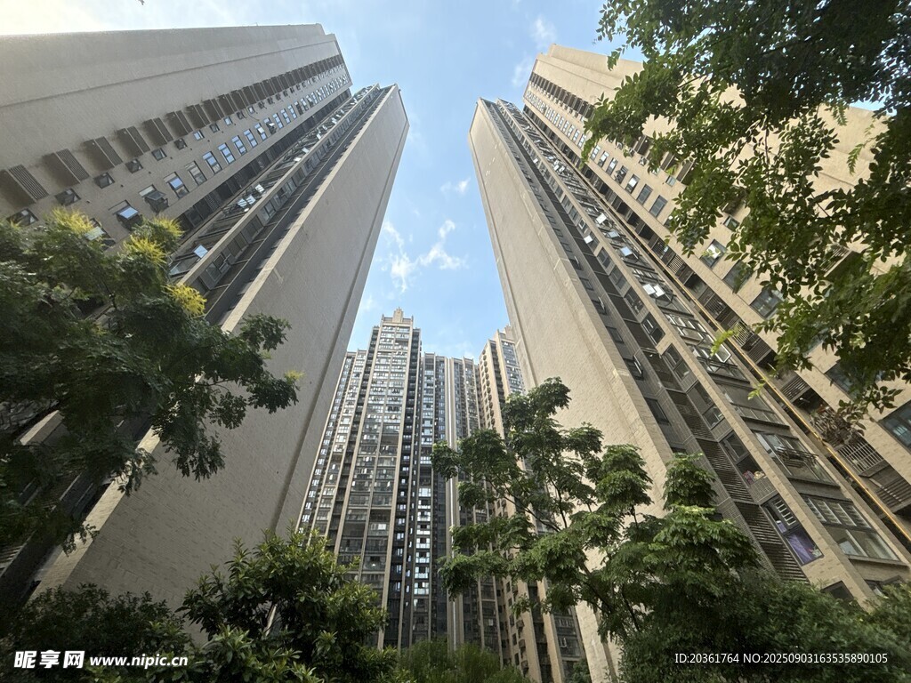 都市林立高樓與蔥郁綠植