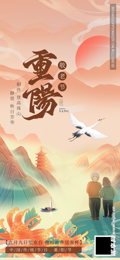 重陽節(jié)重陽棕色中國風海報
