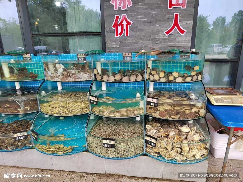 海鮮干貨攤位展示