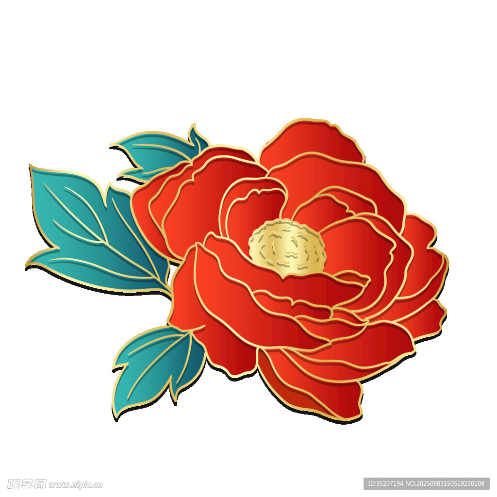 紅色花朵刺繡圖案