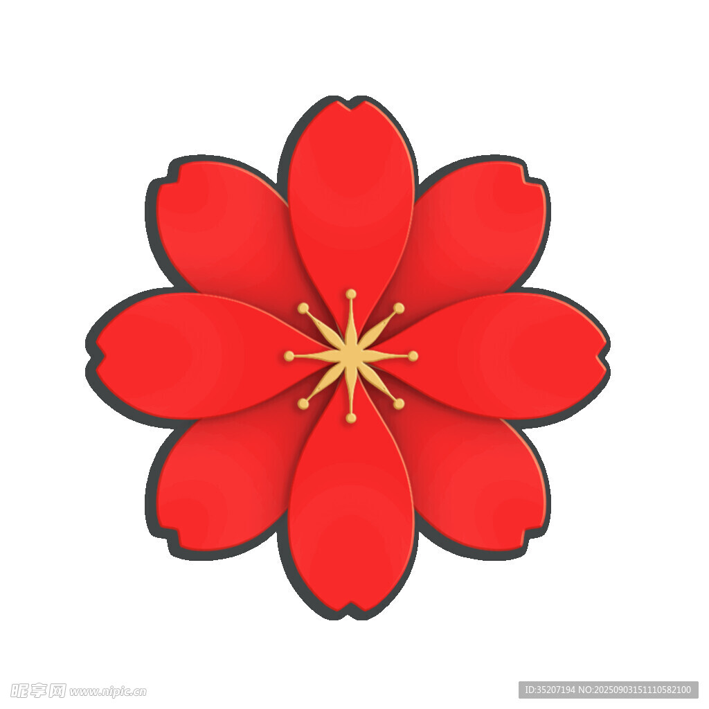 紅色立體花朵裝飾圖案