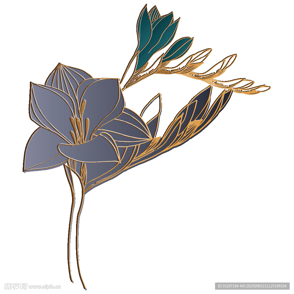 藍(lán)色花朵裝飾圖案
