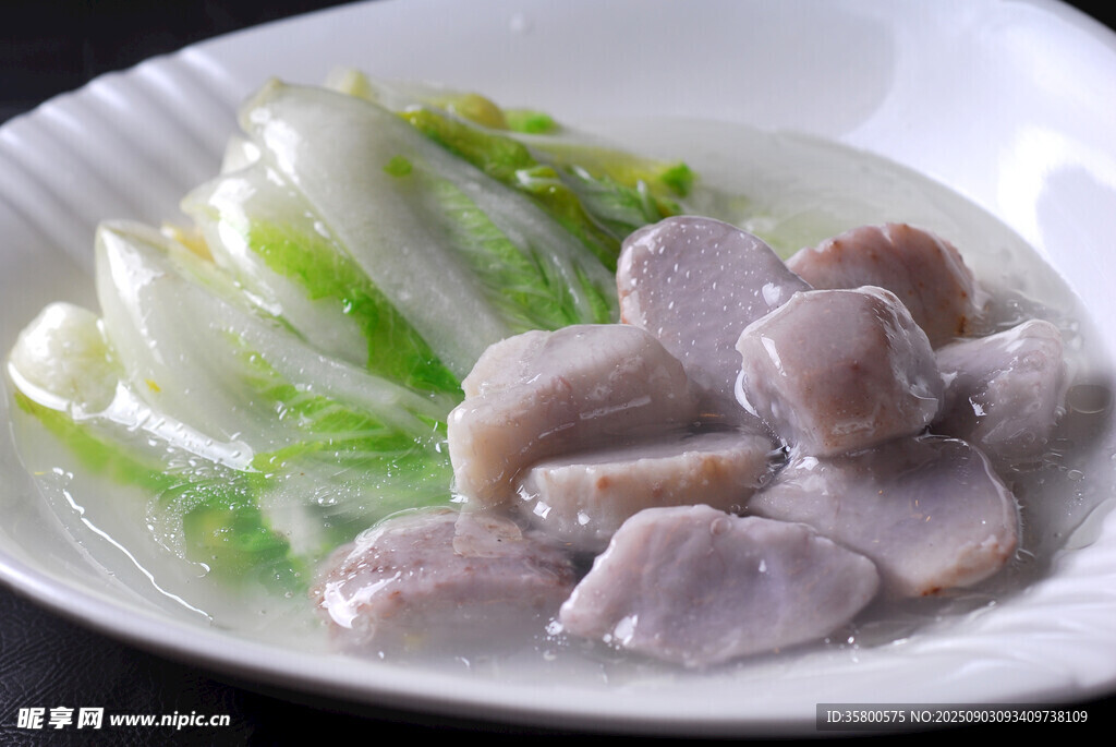 白灼豬腰配青菜