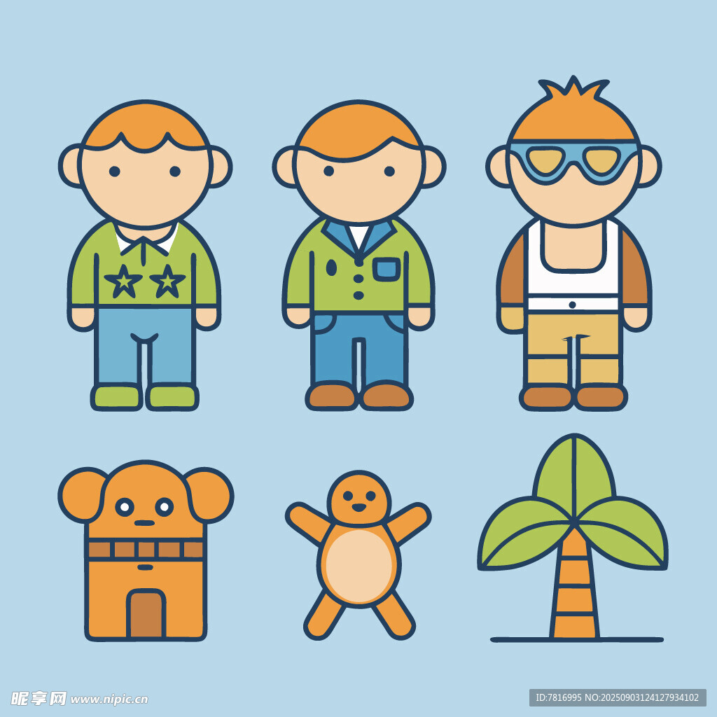 兒童與卡通動物植物形象