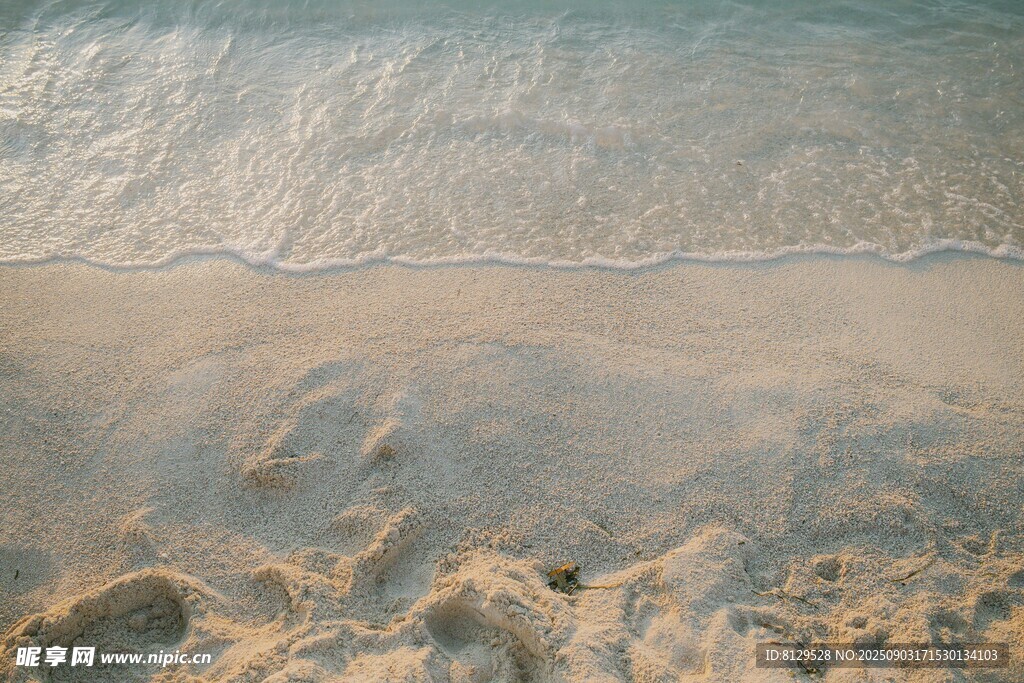 海邊沙灘上的輕柔海浪