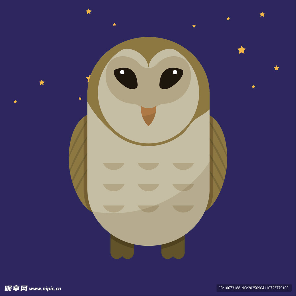 可愛(ài)貓頭鷹在夜空下
