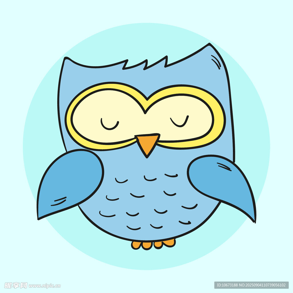 可愛(ài)閉眼貓頭鷹插畫