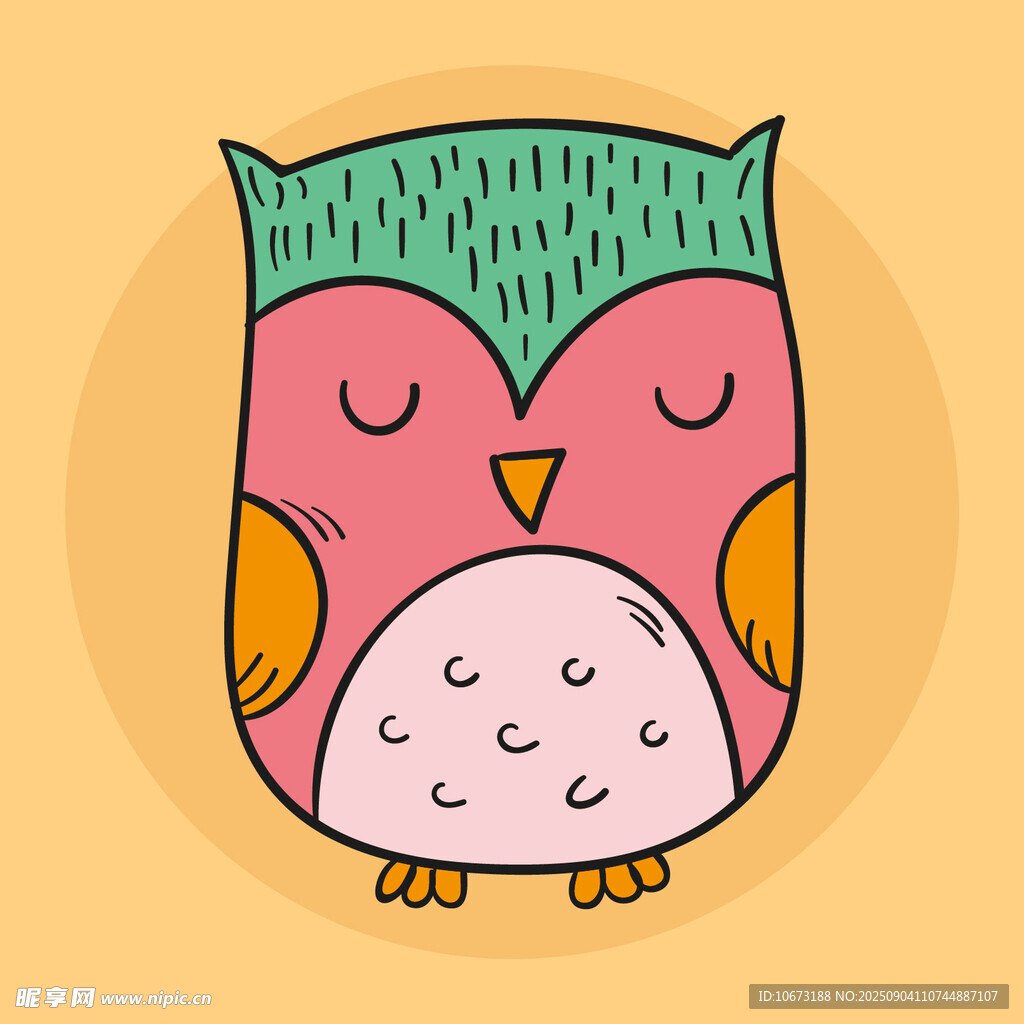 可愛(ài)閉眼貓頭鷹插畫(huà)