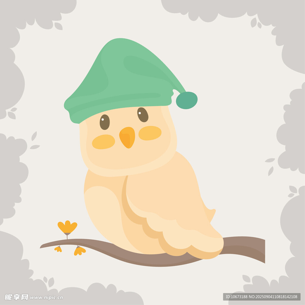 枝頭戴帽的可愛小黃鳥