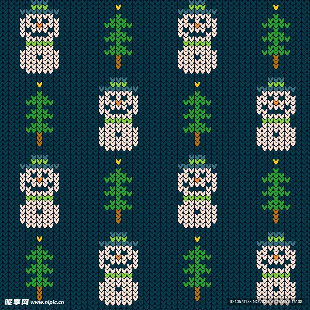 圣誕針織圖案雪人松樹元素
