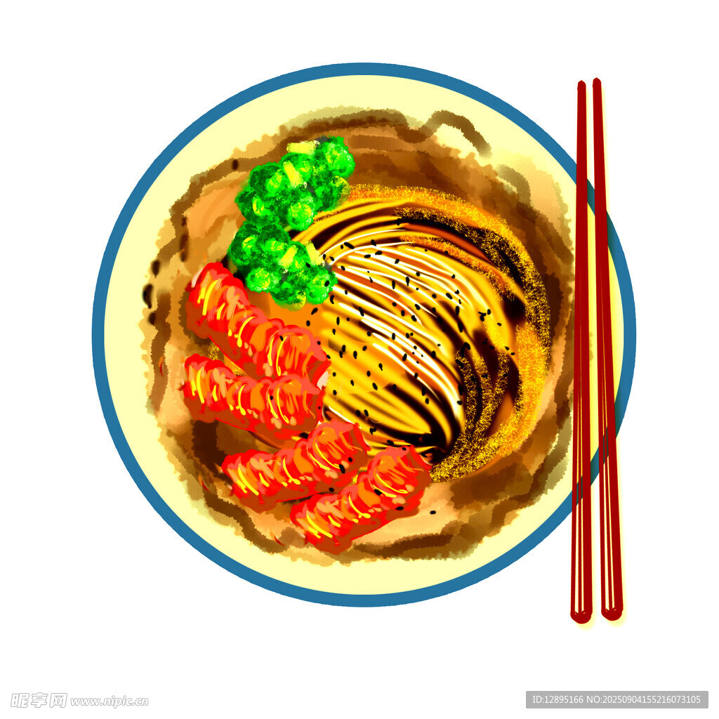 美味拉面配新鮮食材