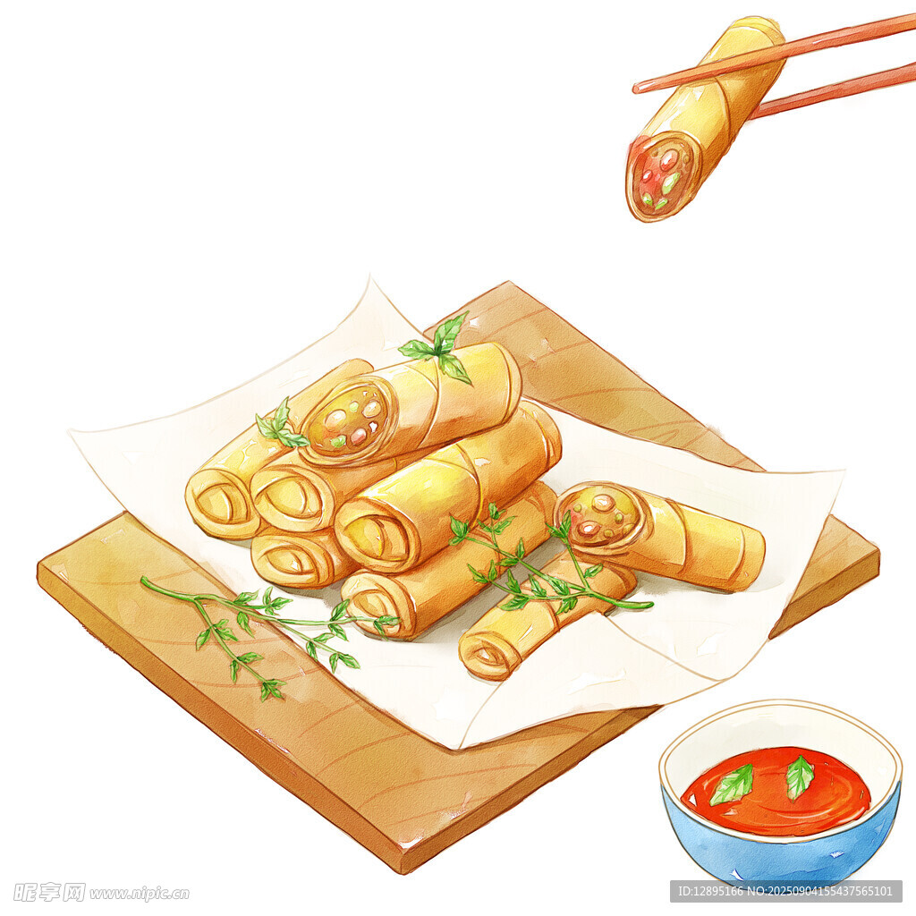 美味春卷搭配蘸料