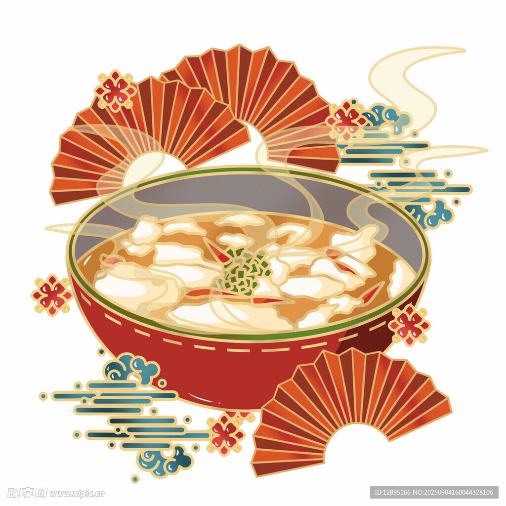 傳統(tǒng)中式美食湯圓插畫