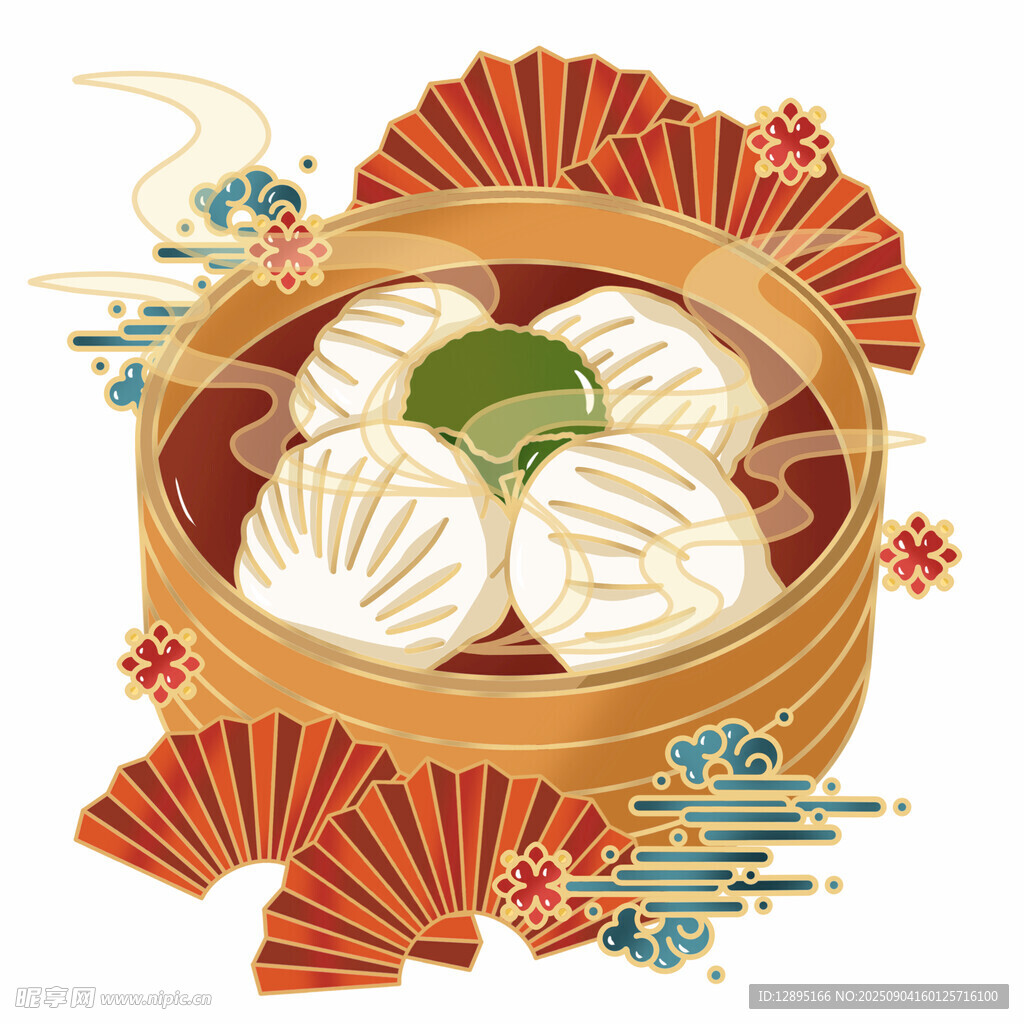 中式蒸籠里的美味包子