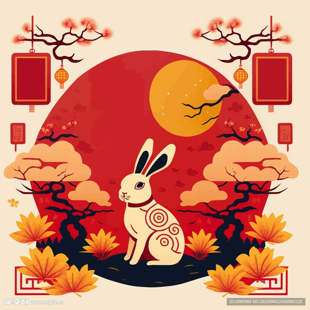 玉兔賀歲圖