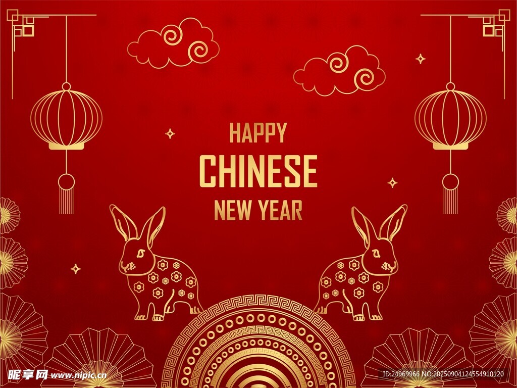 喜慶中國新年裝飾背景圖