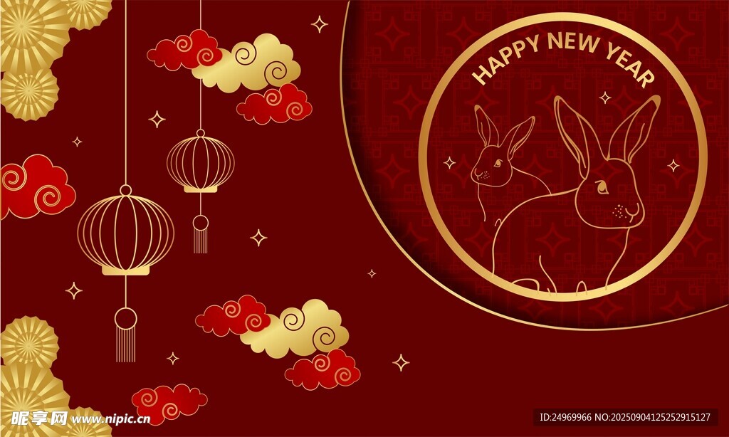兔年喜慶中式節(jié)日元素圖