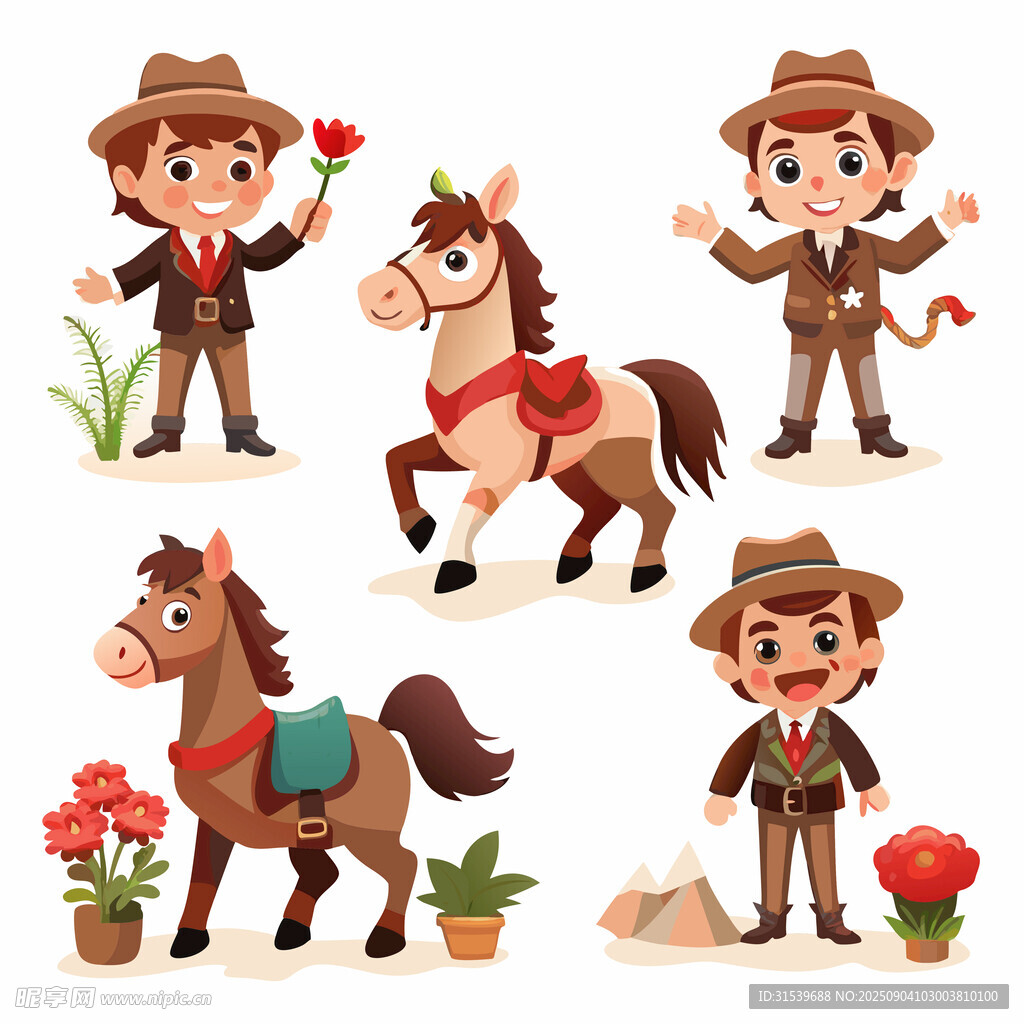 可愛卡通馬人物動漫
