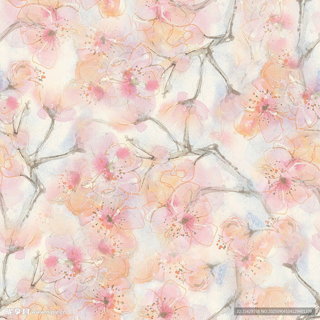 粉色水彩風(fēng)花卉圖案背景