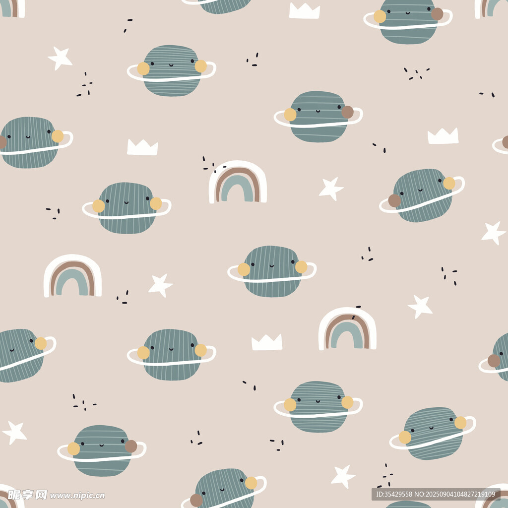 可愛(ài)星球彩虹星星圖案背景