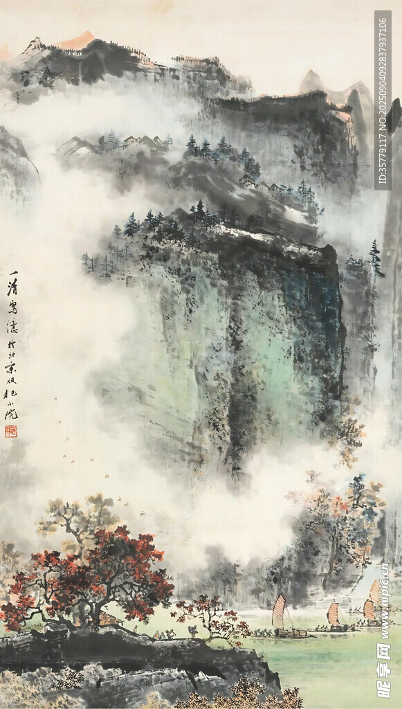 水墨山水國畫意境圖