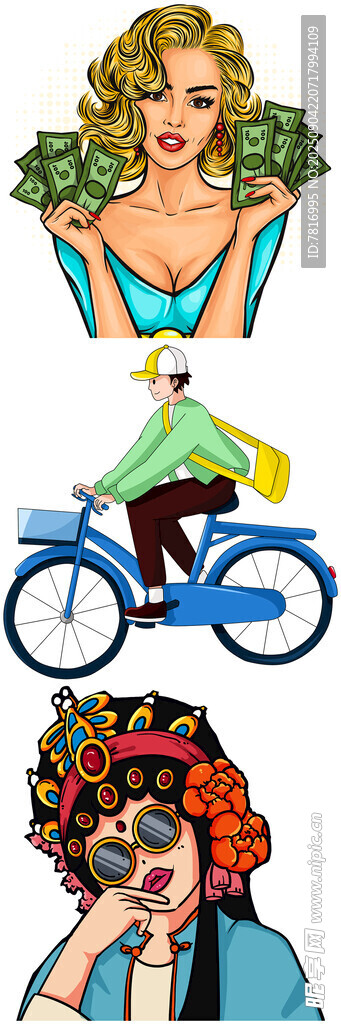 復古風格時尚女性插畫