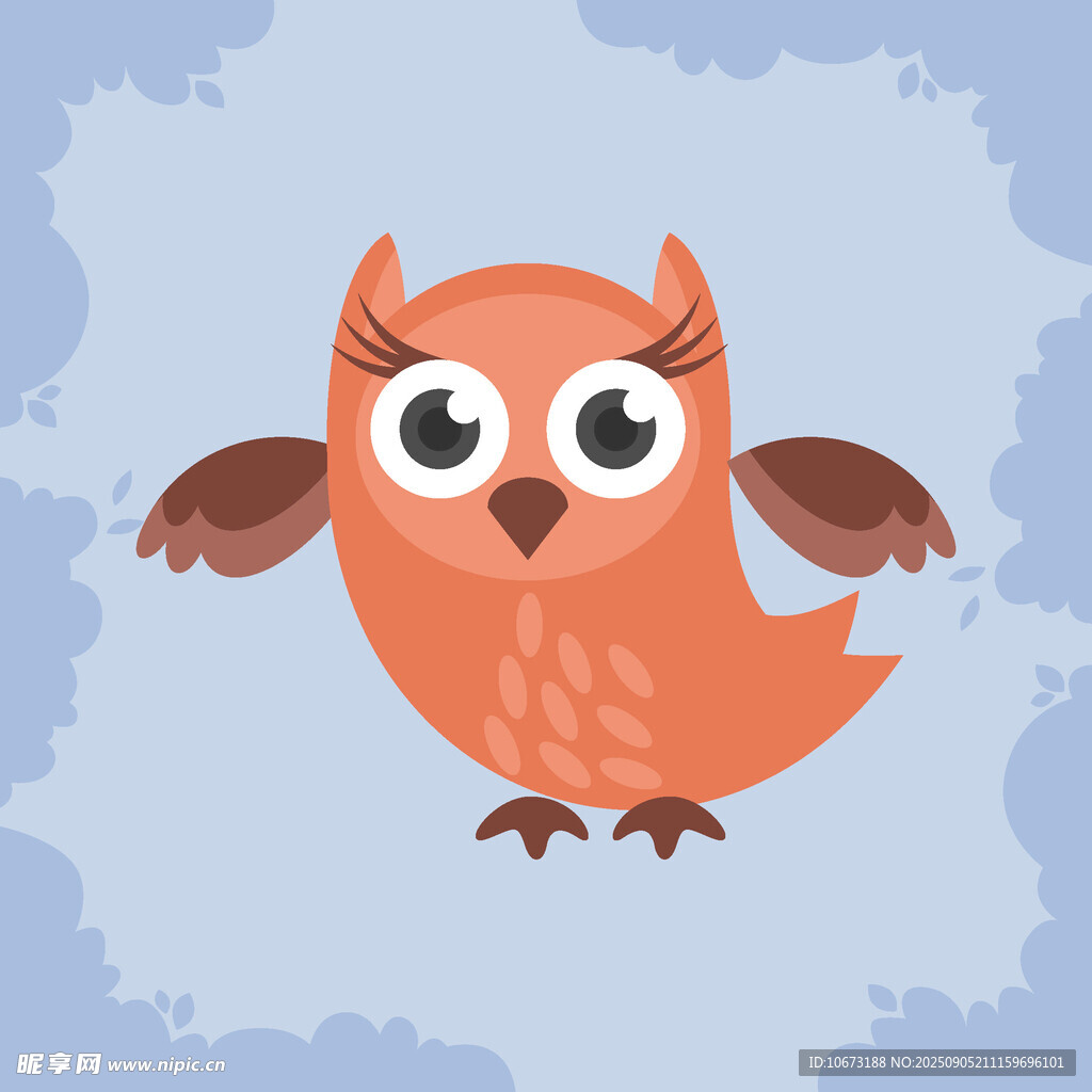 可愛橙色貓頭鷹插畫
