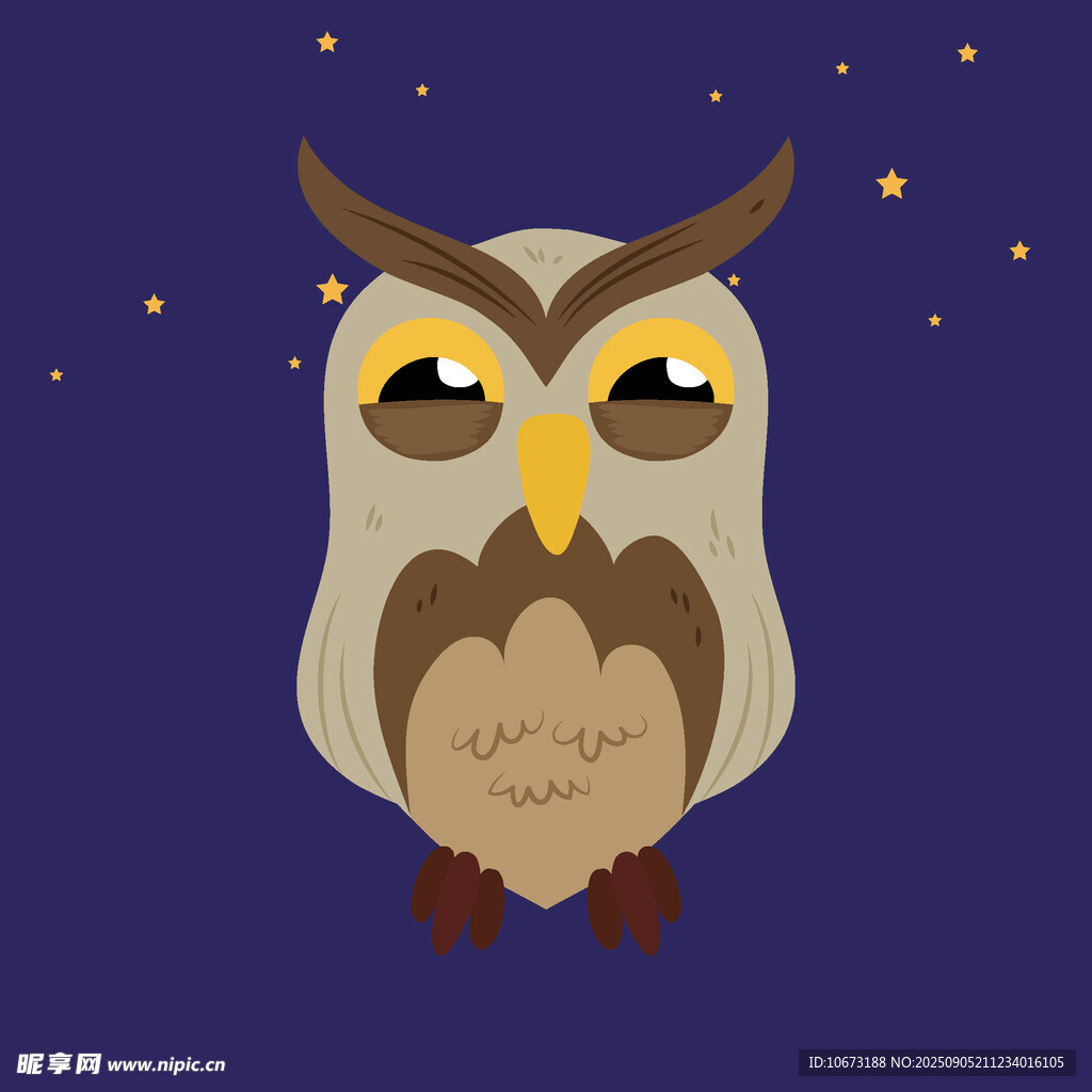 夜空下的可愛貓頭鷹