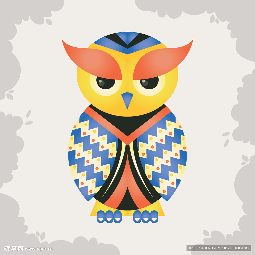 幾何圖案貓頭鷹插畫(huà)