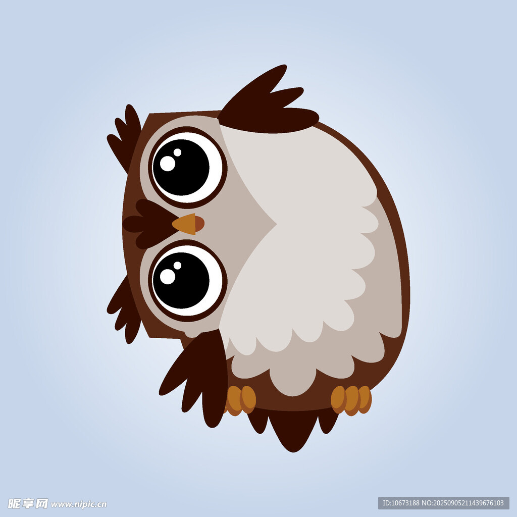 可愛歪頭貓頭鷹插畫