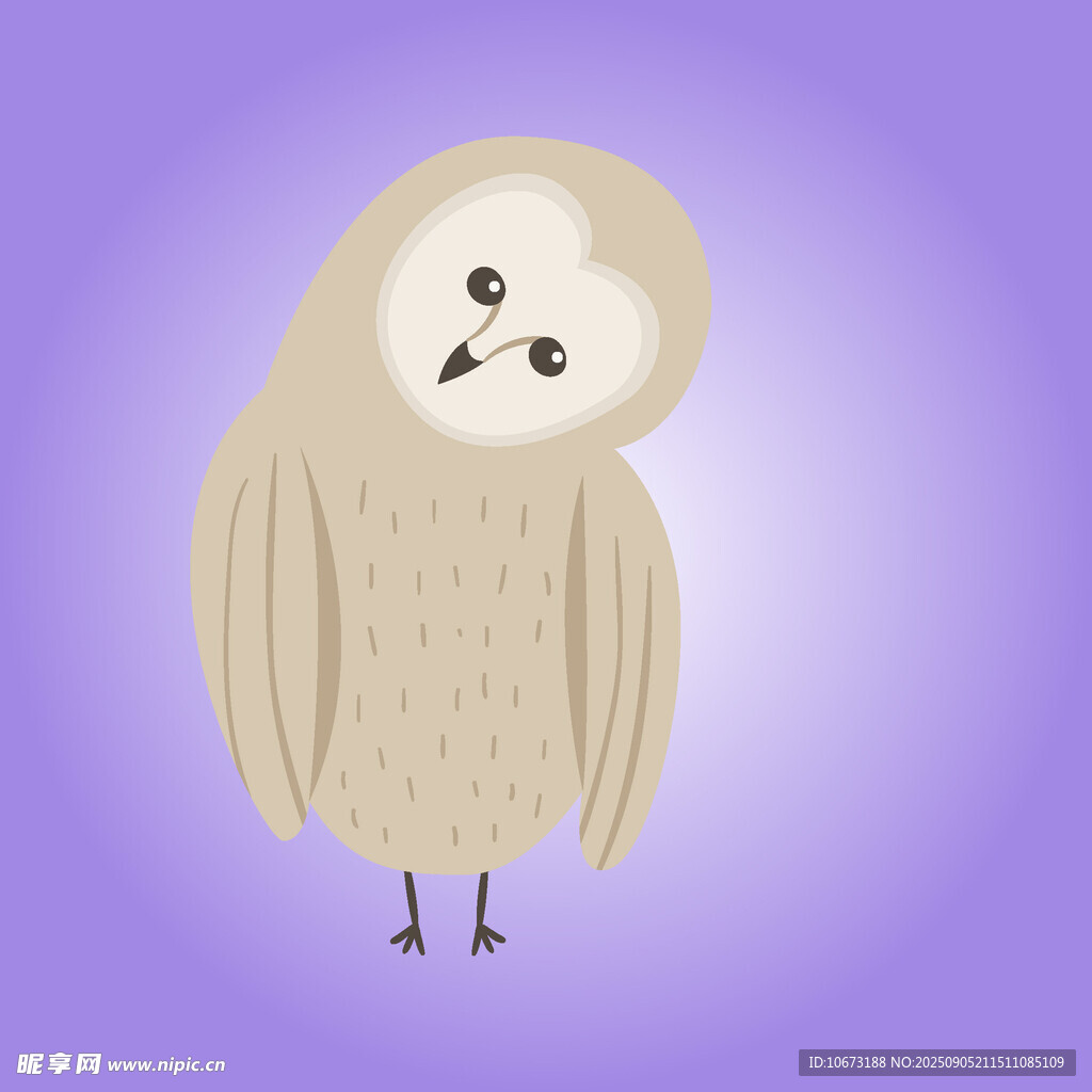 可愛歪頭貓頭鷹插畫