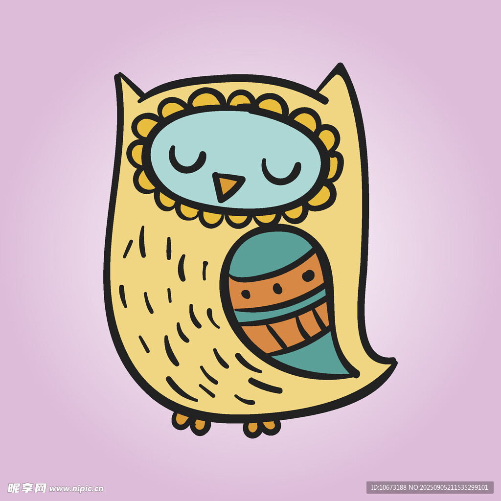 可愛卡通貓頭鷹插畫