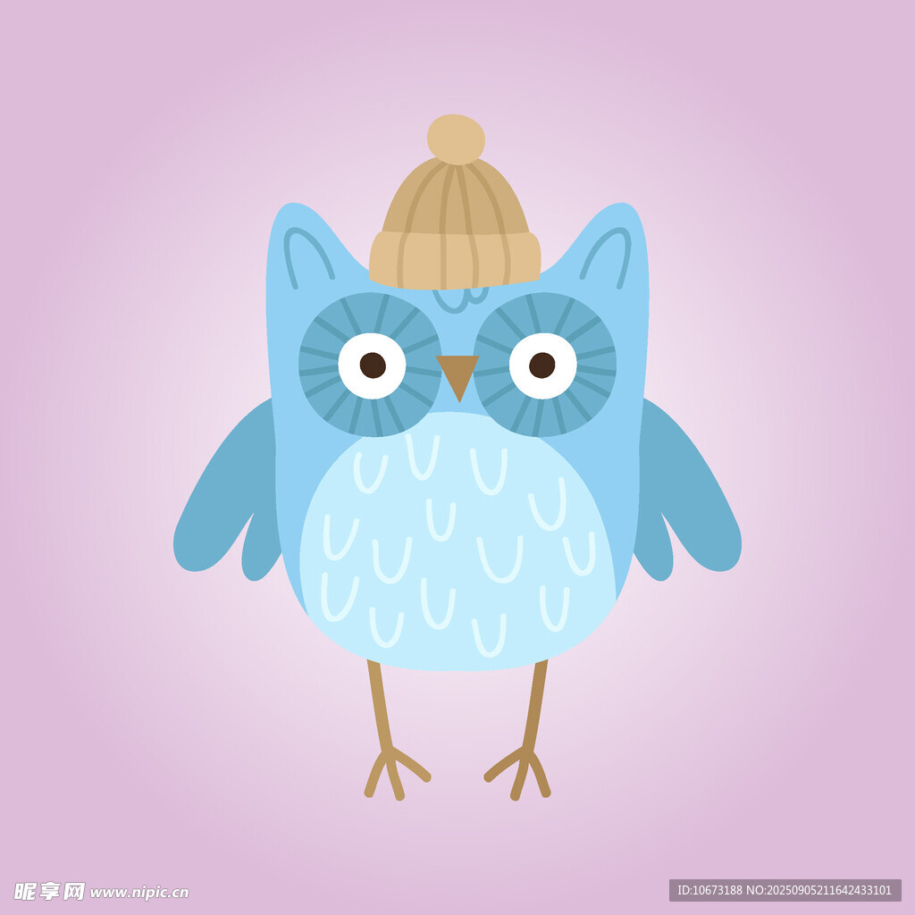 戴帽藍(lán)貓頭鷹插畫