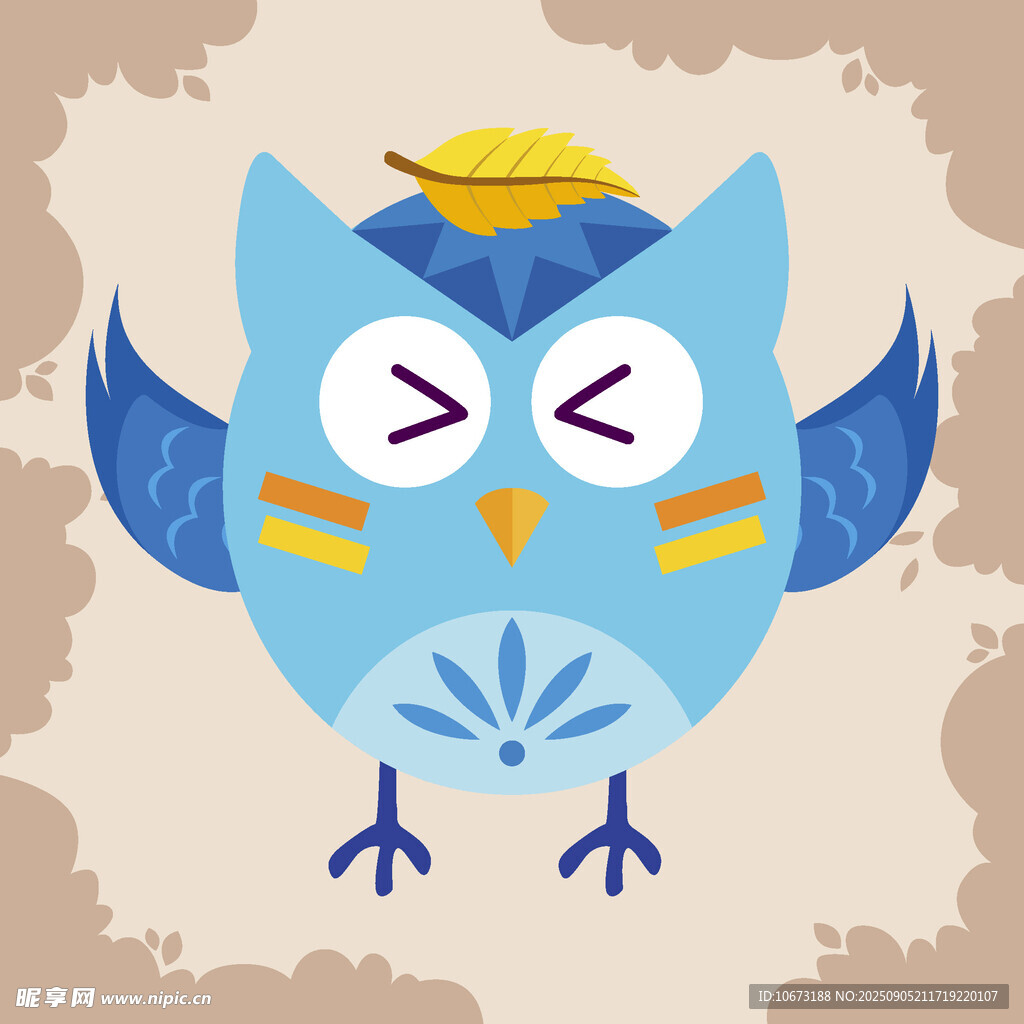 可愛(ài)閉眼貓頭鷹插畫