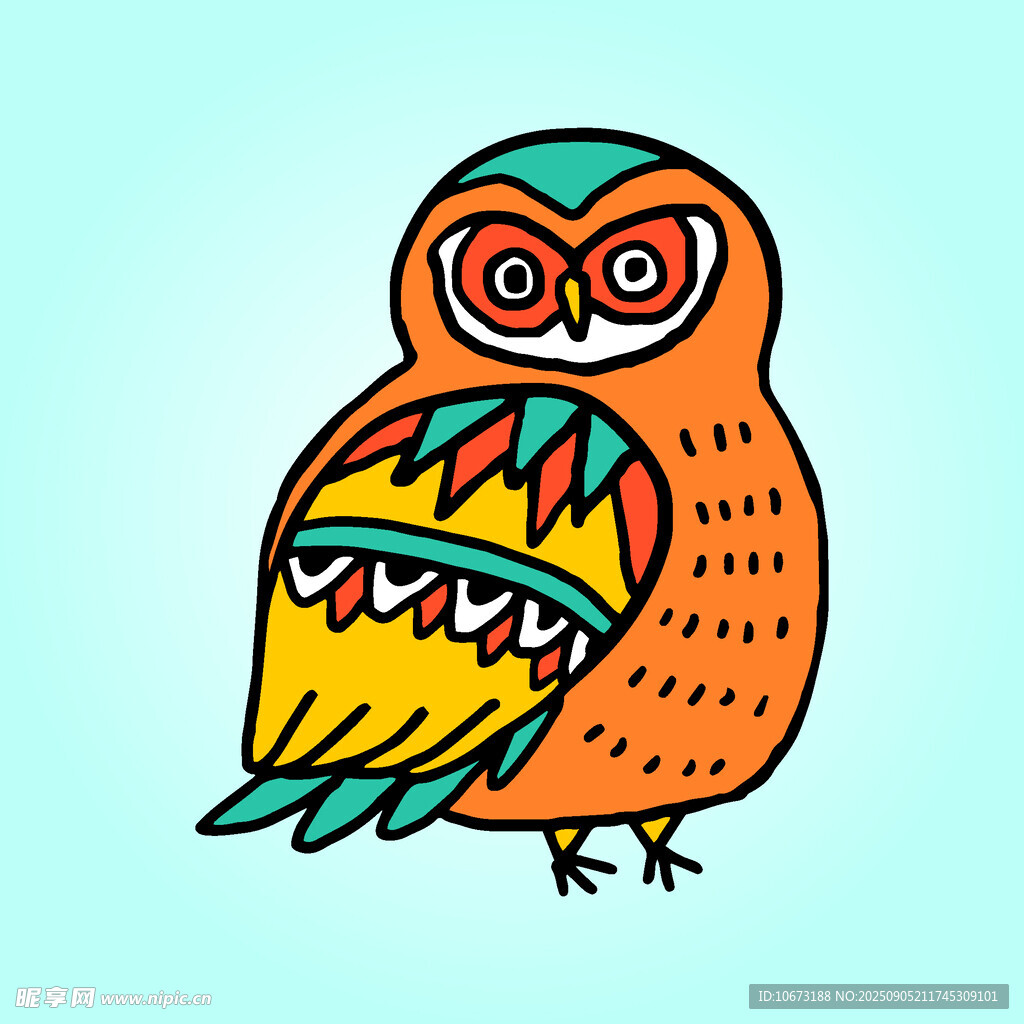 彩色卡通貓頭鷹插畫