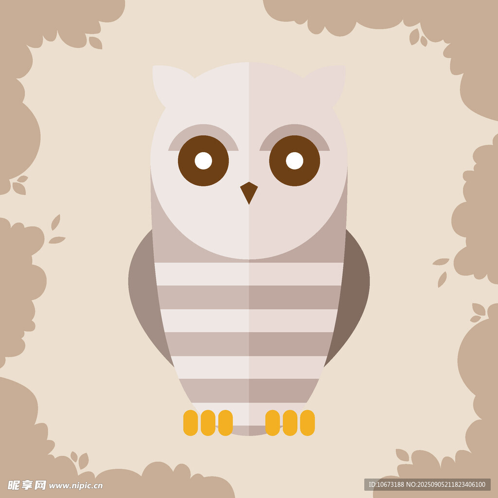 可愛條紋貓頭鷹插畫
