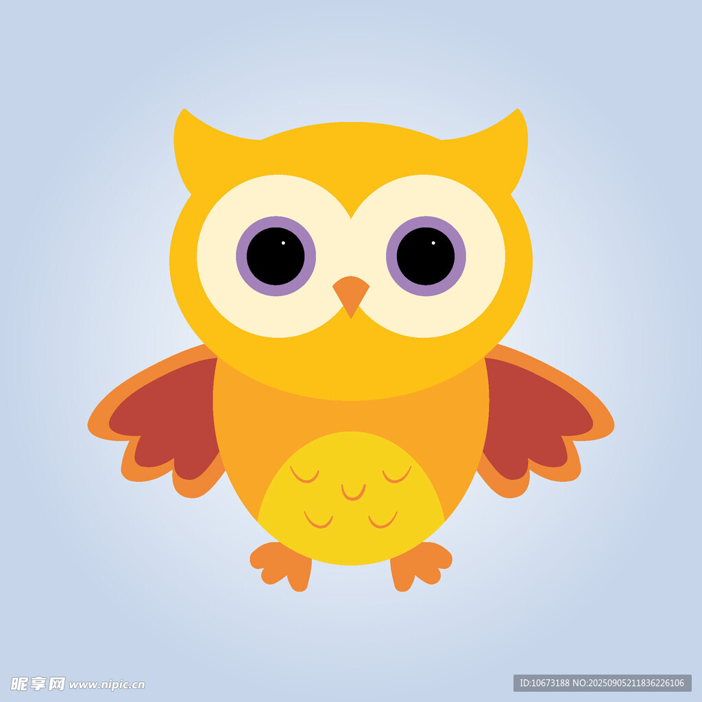 可愛小黃貓頭鷹插畫