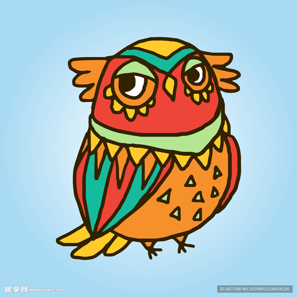 彩色卡通貓頭鷹插畫