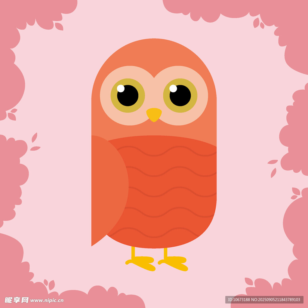 可愛橙色貓頭鷹插畫