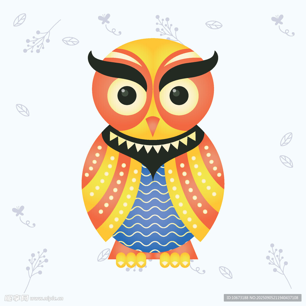 彩色貓頭鷹插畫