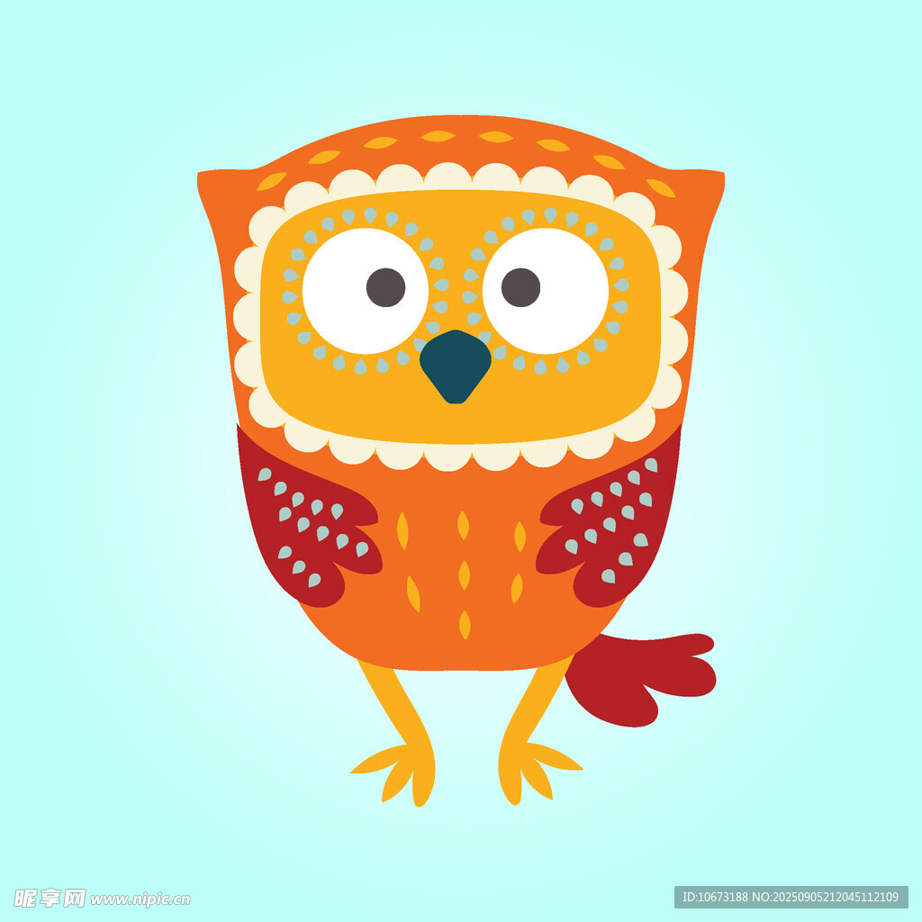 可愛(ài)橙色貓頭鷹插畫