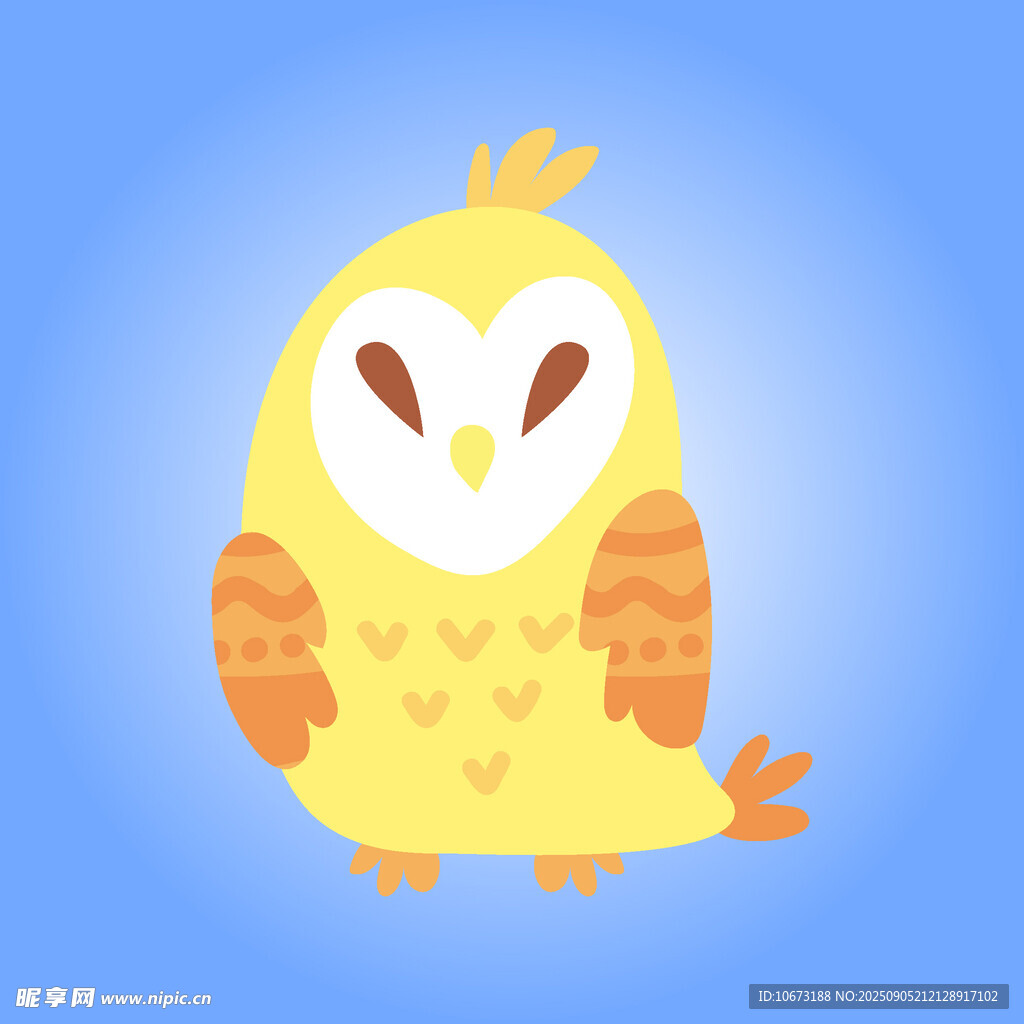 可愛(ài)小黃貓頭鷹插畫