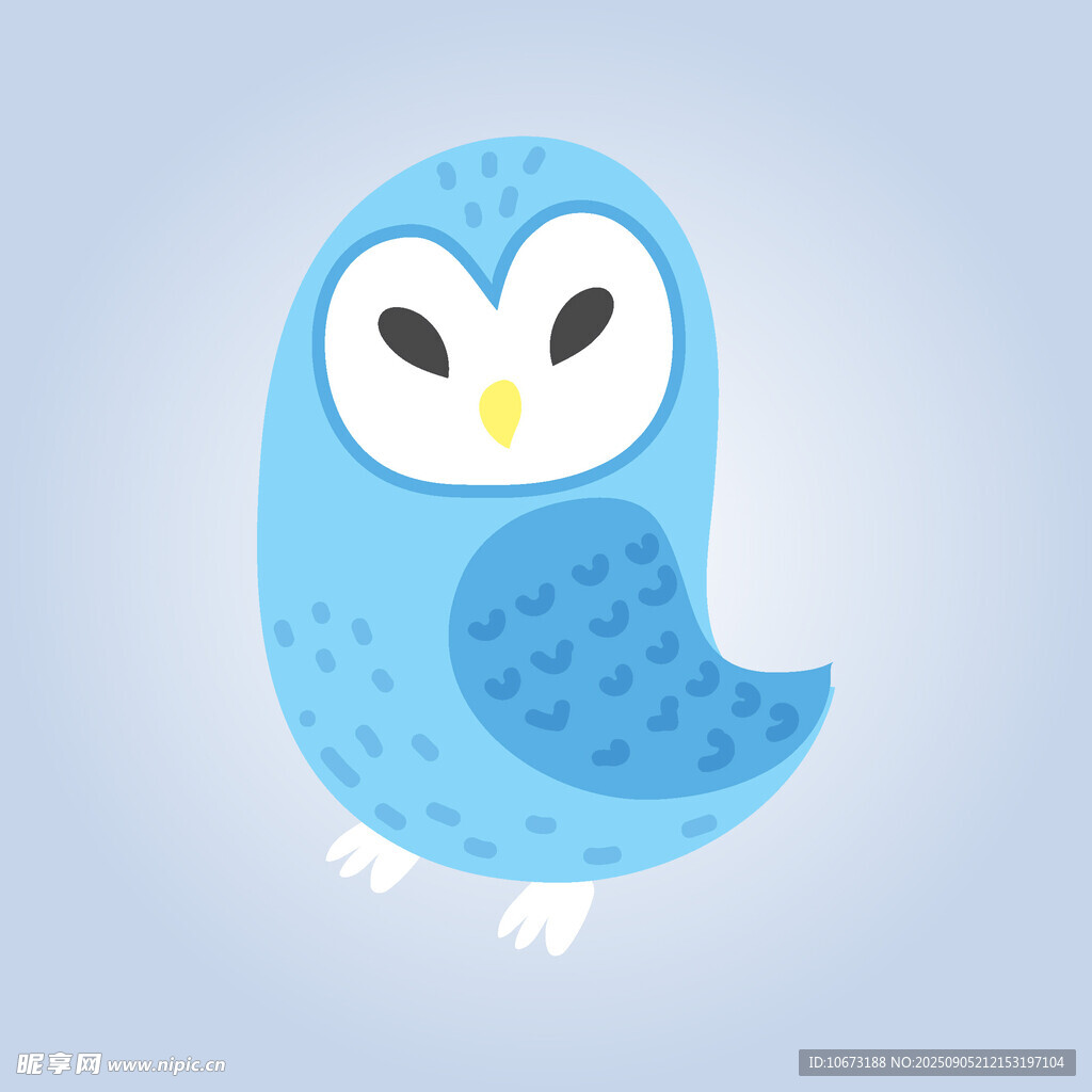 可愛藍色貓頭鷹插畫