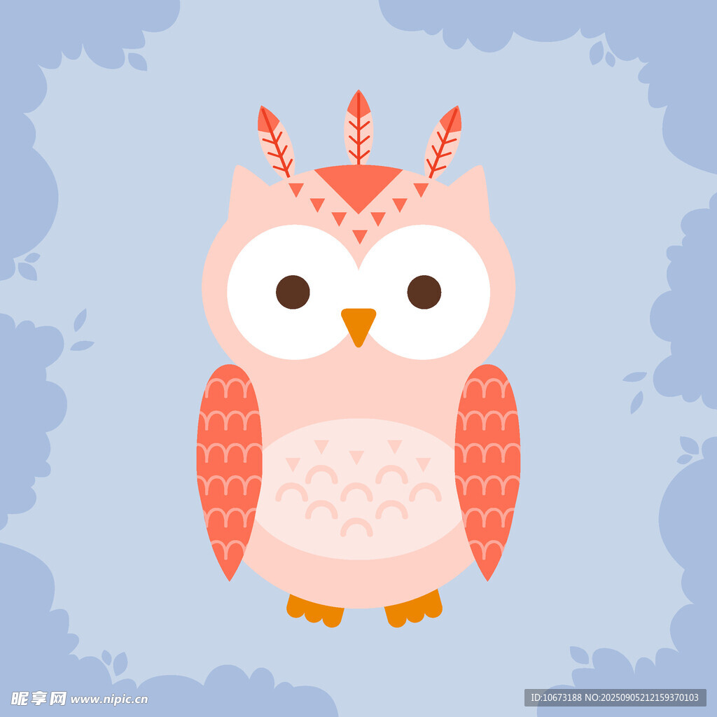 可愛卡通貓頭鷹插畫