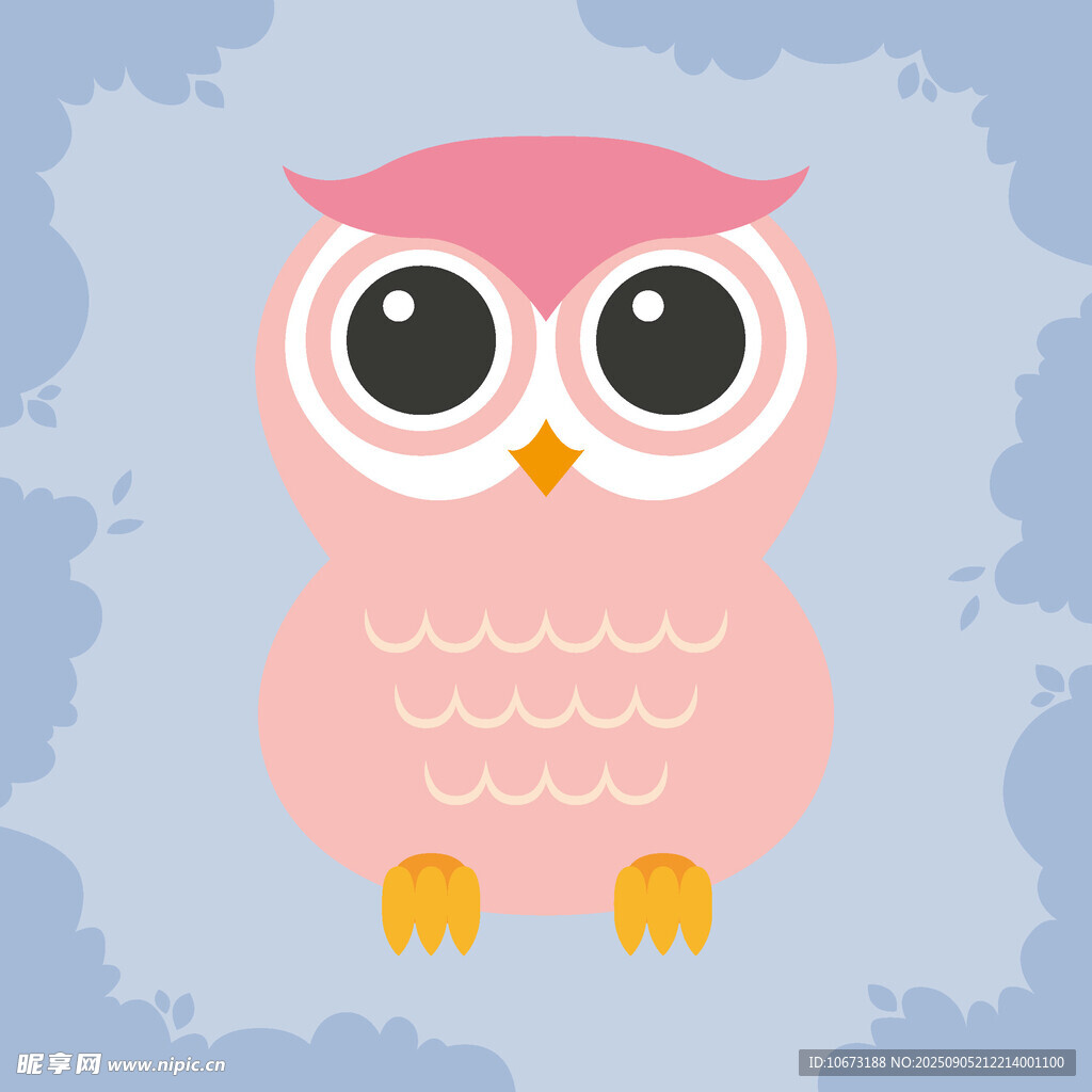 可愛粉色貓頭鷹插畫