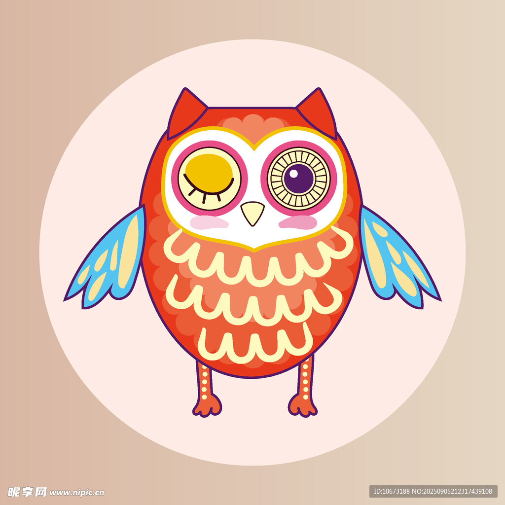 可愛卡通貓頭鷹插畫