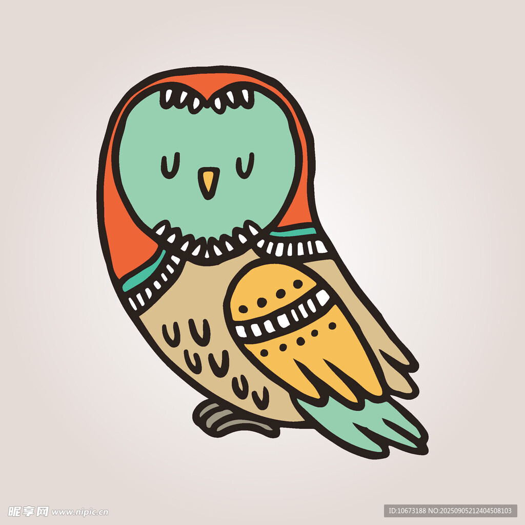 可愛卡通貓頭鷹插畫