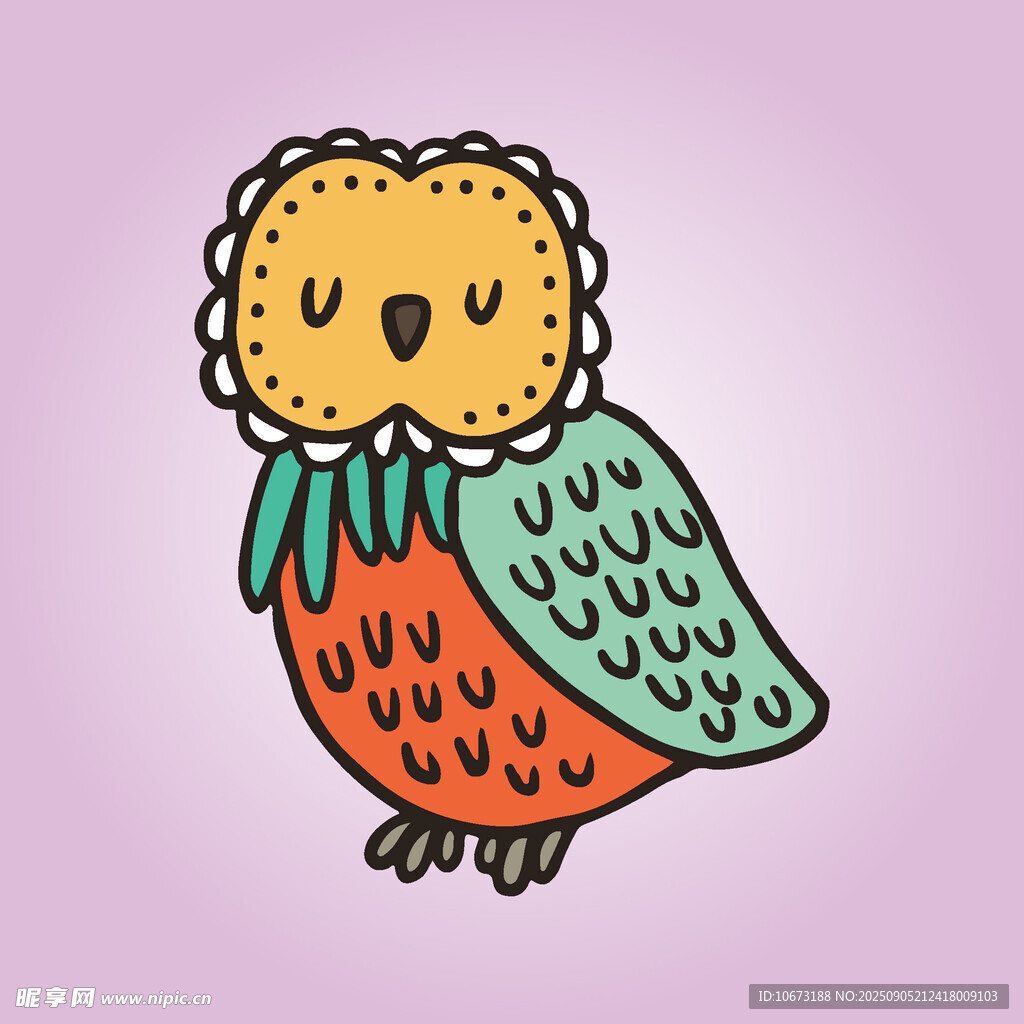 可愛(ài)卡通貓頭鷹插畫
