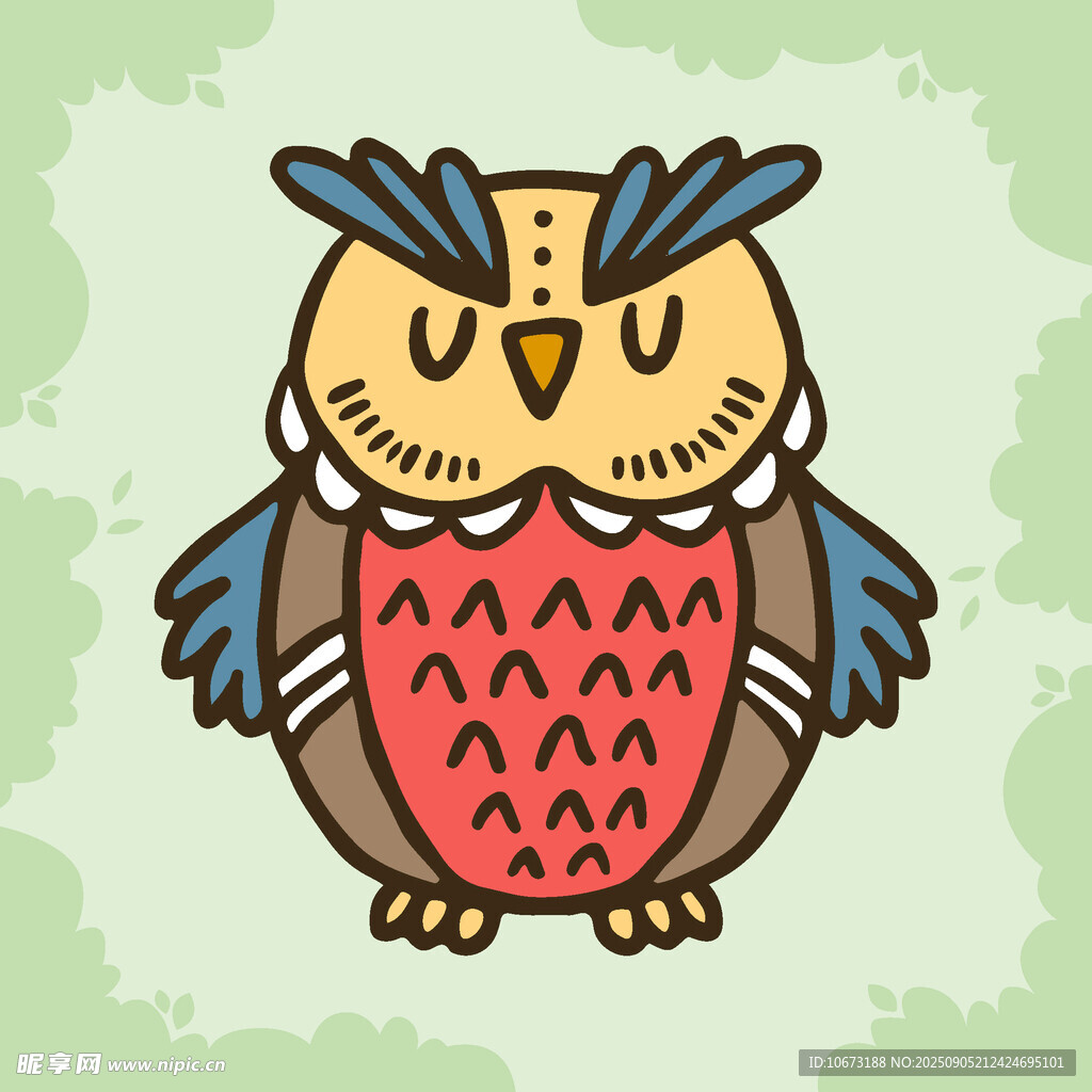 可愛卡通貓頭鷹插畫