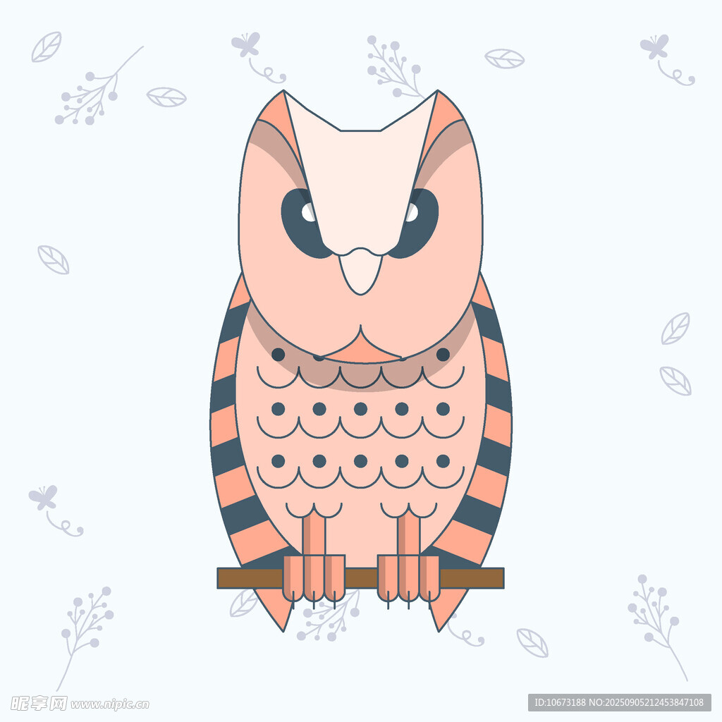 可愛卡通貓頭鷹插畫